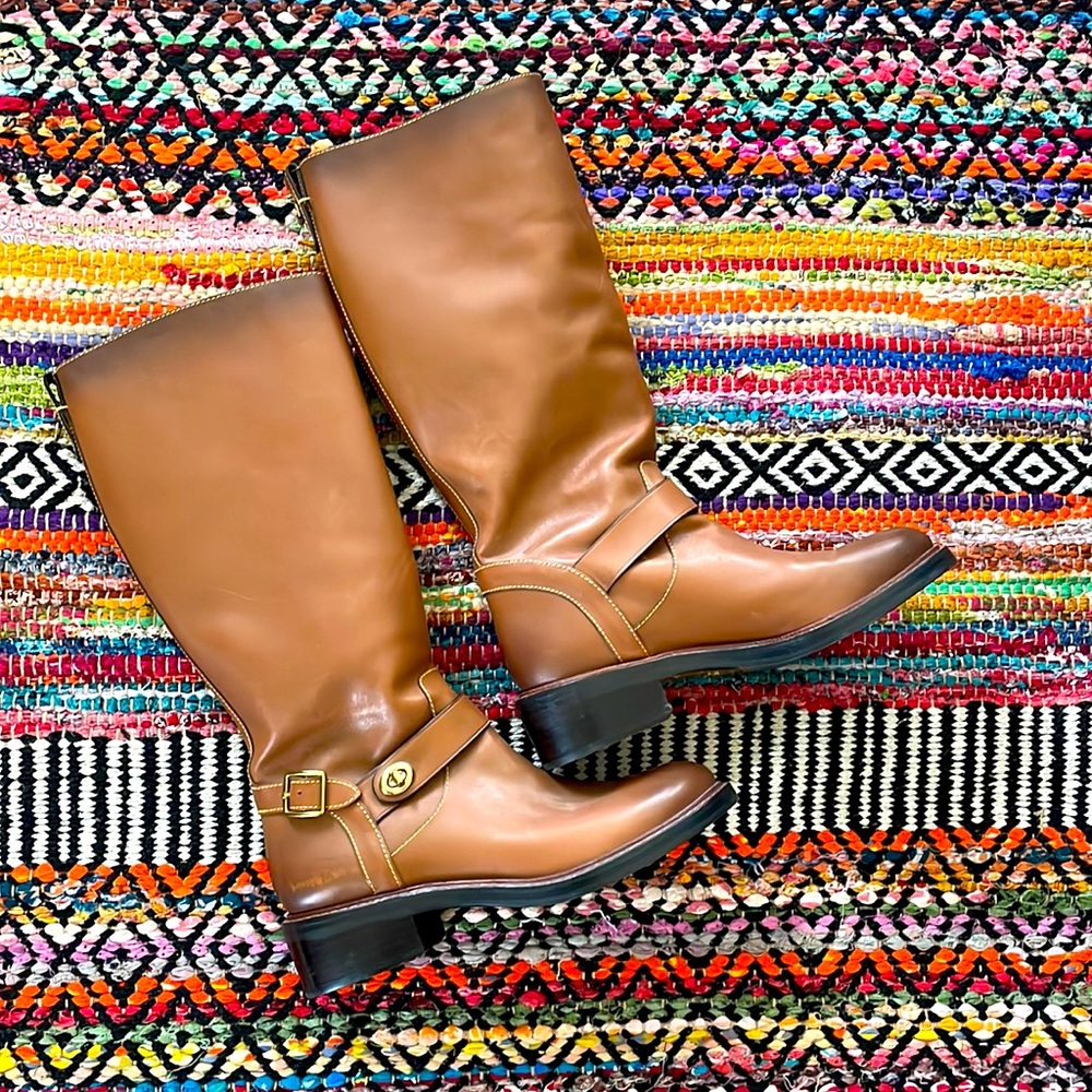 Like new COACH Cognac Brown Knee High Riding Boot